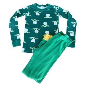 Hanna Andersson Star Wars Baby Yoda Long Sleeve Pajama Set Size 8 Green